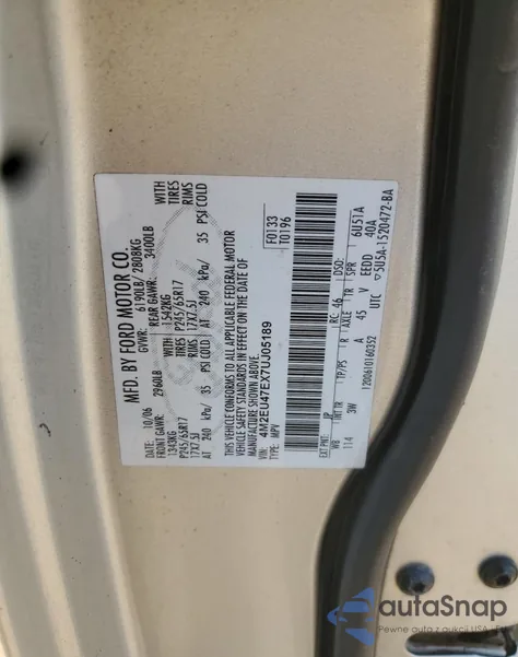 2007 Mercury Mountaineer Luxury from USA, damaged, VIN 4M2EU47EX7UJ05189